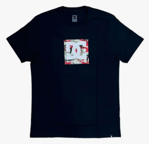 Camiseta Dc Shoes Square Preta E Camuflada