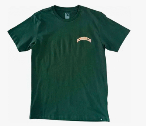 Camiseta Dc Shoes Verde/laranja 7 Frente/costas