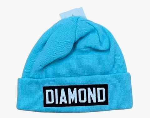 Gorro Beanie Diamond Box Logo Azul Bebê