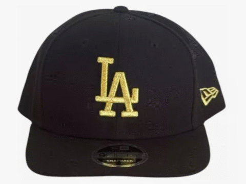 Boné New Era Aba Reta Los Angeles Dodgers Preto E Dourado